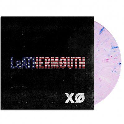 In White W Blue Circle Logo - XO LP (Opaque White w/ Blue & Red Swirl). Frank iero merch