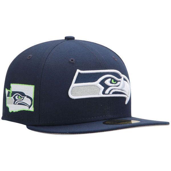 Flat Seattle Logo - New Era Seattle Seahawks Logo in WA State Outline 59Fifty Fitted