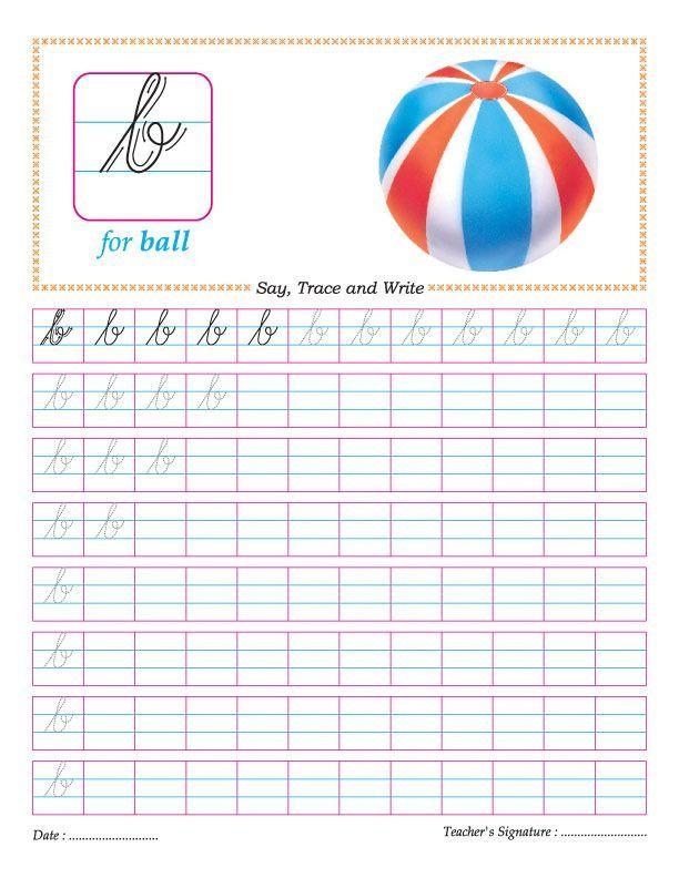 Lower Case B Sports Logo - Cursive small letter b practice worksheet | Handwriting | Pinterest ...