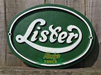 White and Green Oval Logo - LISTER Sign Cast Iron Oval Green and White Wall Plaque Engine ...