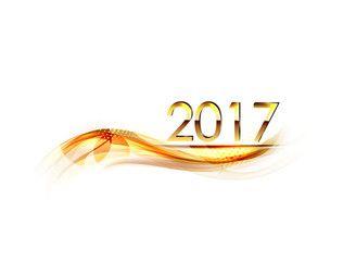 Year 2017 Logo - bright golden wave with the logo of the year 2017. vector background ...