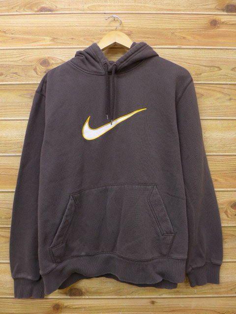 Brown Nike Logo - RUSHOUT: Old clothes sweat shirt parka Nike NIKE logo big size dark