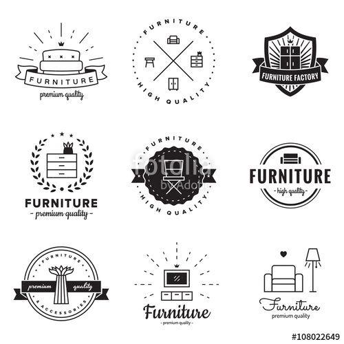 Perfect White Logo - Furniture logo vintage vector set. Hipster and retro style. Perfect ...