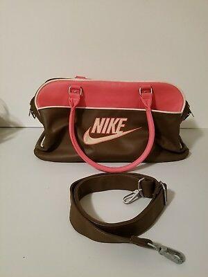 Brown Nike Logo - VINTAGE NIKE LOGO Gym Tote Carry Bag Rare Pink Brown White 18x9x9 ...