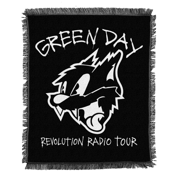 Green Day Revolution Radio Logo - Green Day Cat Head Woven Blanket