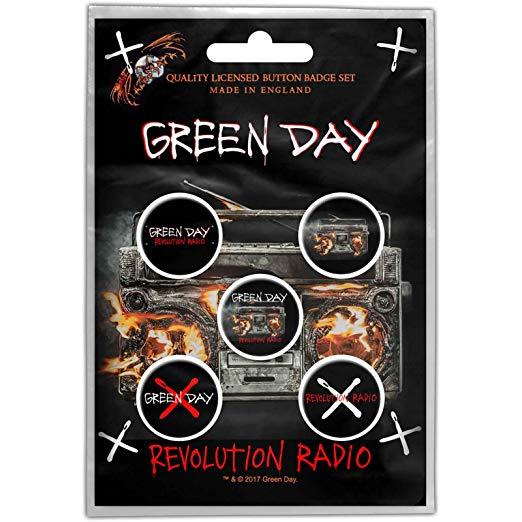 Green Day Revolution Radio Logo - Green Day Badge Pack Revolution Radio Band Logo Official