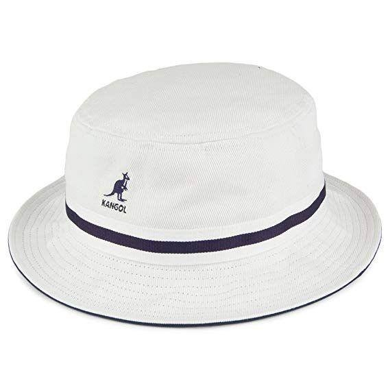 White Kangol Logo - Kangol Hats Stripe Lahinch Bucket Hat - White MEDIUM: Amazon.co.uk ...