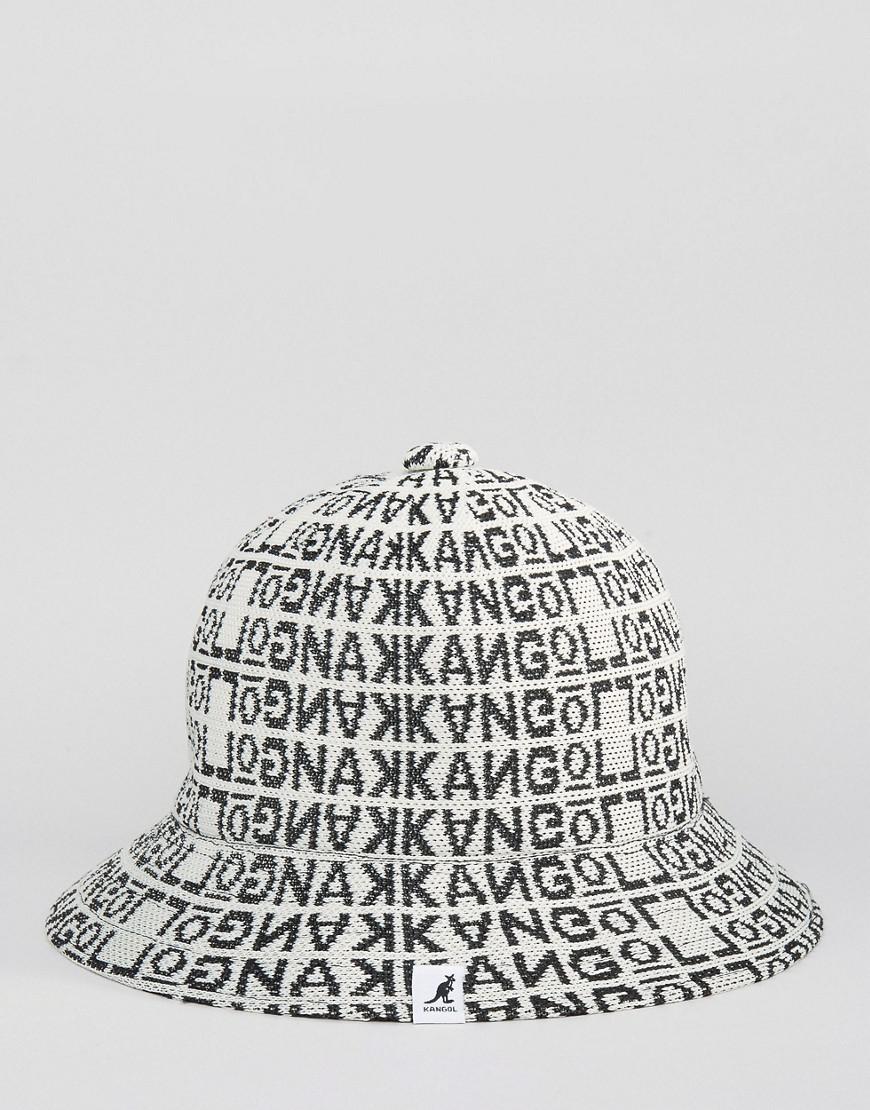 White Kangol Logo - Lyst - Kangol Bucket Hat With All Over Logo in White