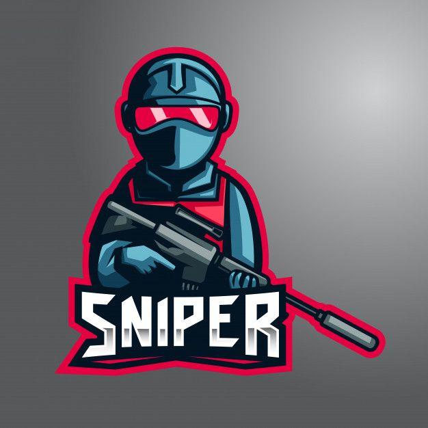 Sniper Logo - Silent blue sniper e-sport logo Vector | Premium Download