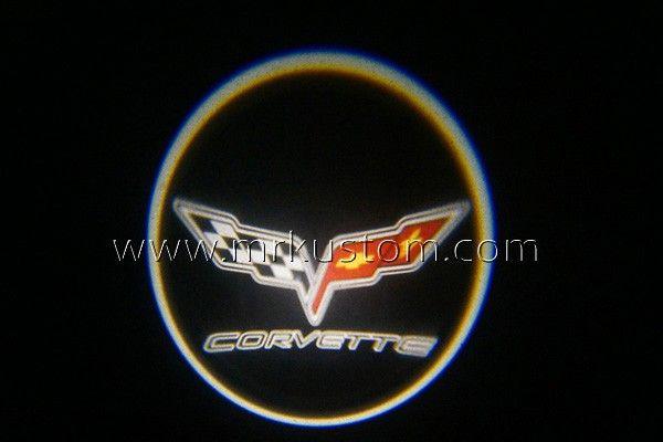 Light Corvette Logo - Corvette LED Door Projector Courtesy Puddle Logo Lights. Kustom