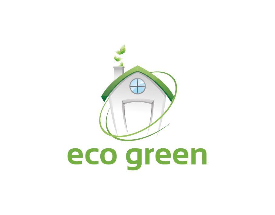 Logo with Green Logo - Eco Green Logo - Abstract Green House with Green Text - FreeLogoVector