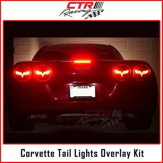 Light Corvette Logo - C6 Corvette Tail Lights Carbon Fiber Decal Overlay Vette Logo