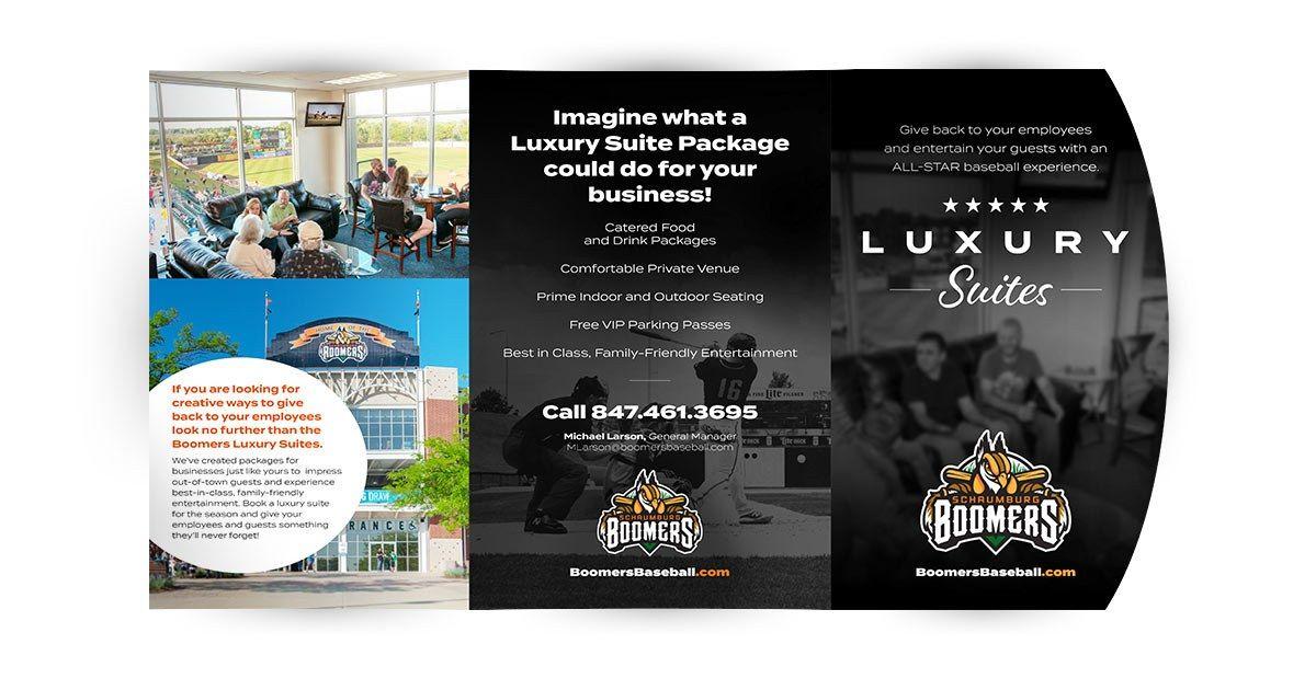 Schaumburg Boomers Logo - Luxury Suite Brochure Design for Schaumburg Boomers