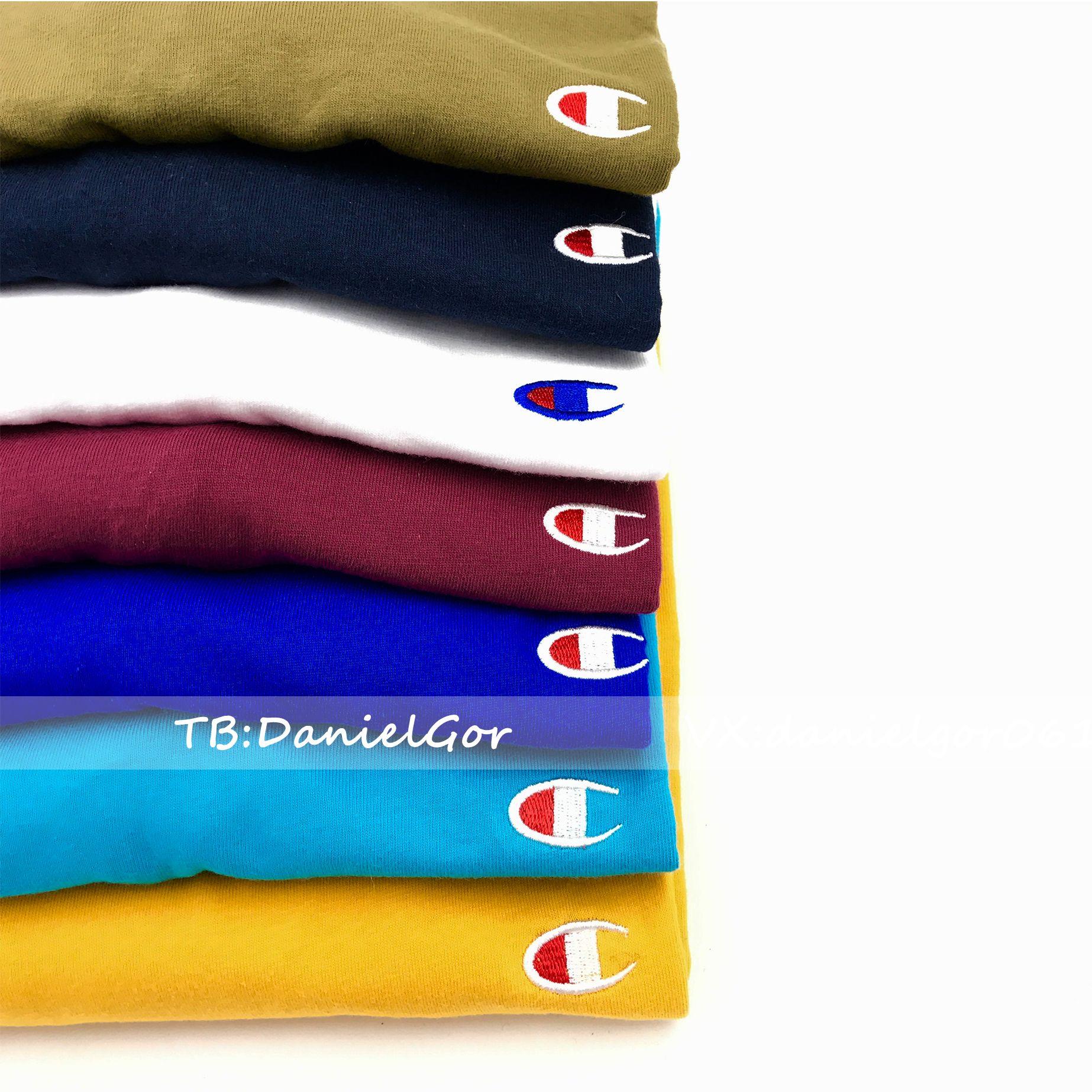 Multi Colored Round Logo - USD 55.20] Genuine Champion short-sleeved T-shirt small logo ...