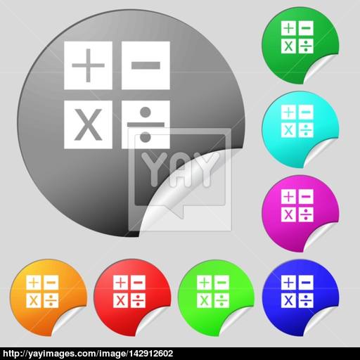 Multi Colored Round Logo - Multiplication, division, plus, minus icon Math symbol Mathematics ...