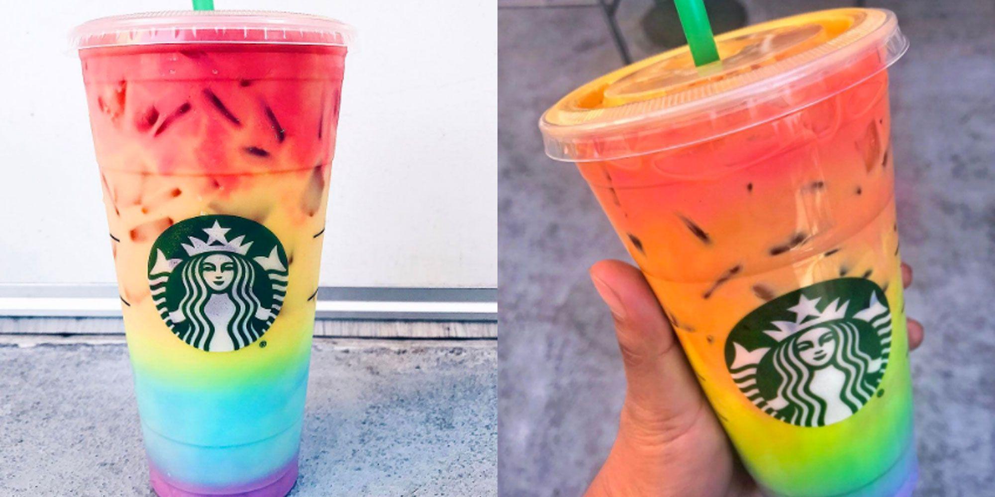 Rainbow Starbucks Logo - Starbucks Rainbow Drink Food Feed Prank