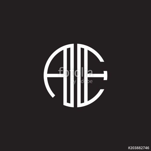 Ae Circle Logo - Initial letter AE, minimalist line art monogram circle shape logo