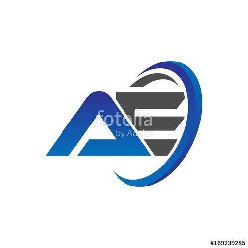 Ae Circle Logo - vector initial logo letters ae with circle swoosh blue gray