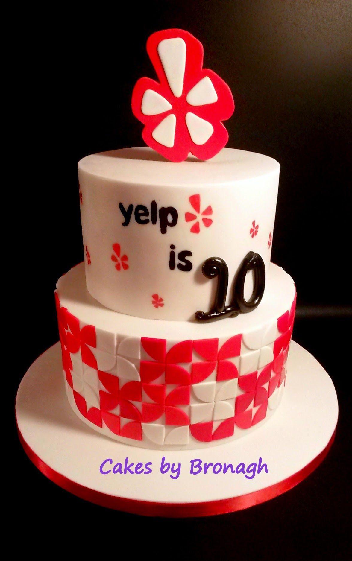 Red Yelp Logo - Yelp 10th Birthday cake! 2D Yelp logo on top, handpainted Yelp logos ...