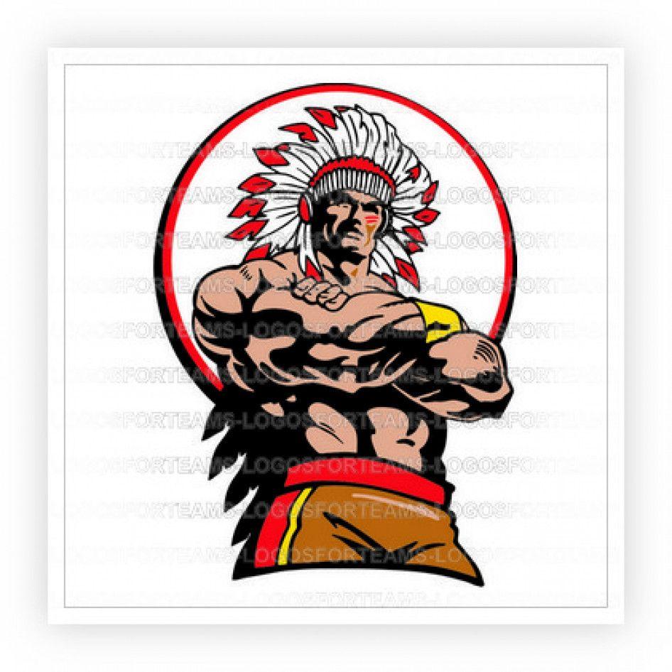 Indian Chief Logo - Mascot Logo Part of a Muscular Indian Chief With His Arms Crossed