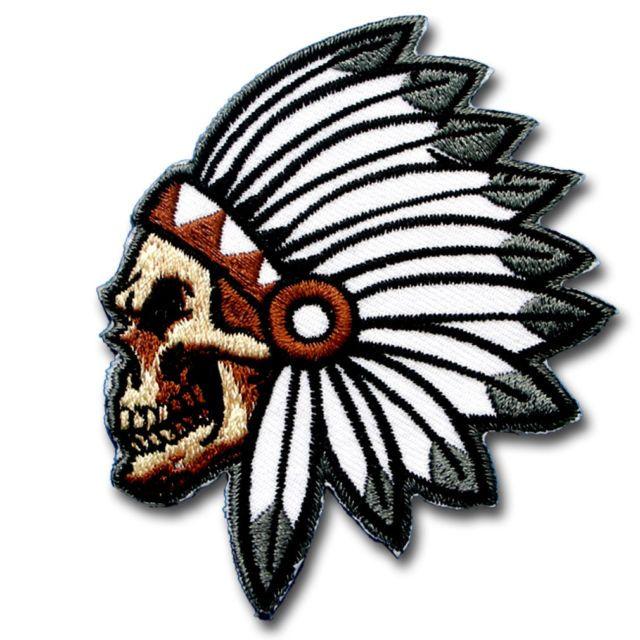 Indian Chief Logo - Skull Indian Chief Head Patch Iron Harley Biker Motorcycle Chicago ...