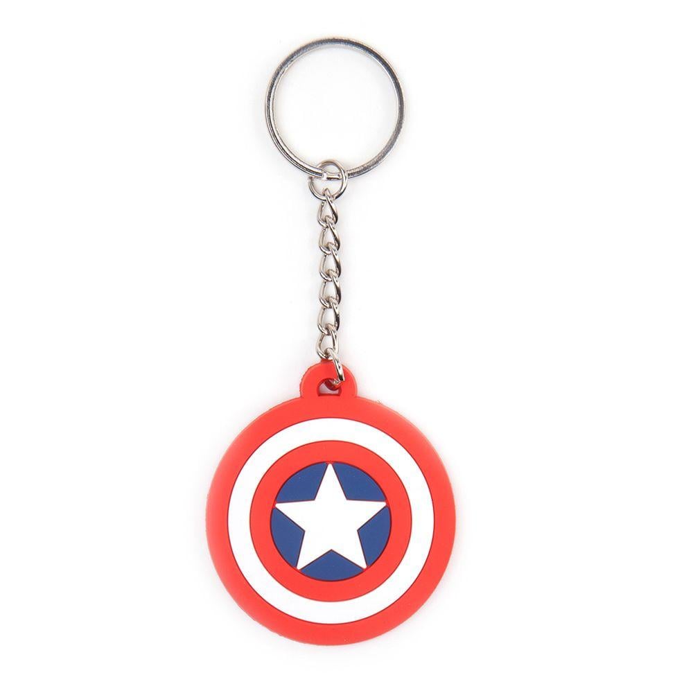 Round Shield Logo - Marvel Captain America Shield logo rubber keychain