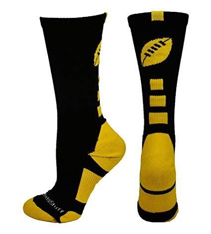 Black and Yellow Sports Logo - MadSportsStuff Football Logo Athletic Crew Socks