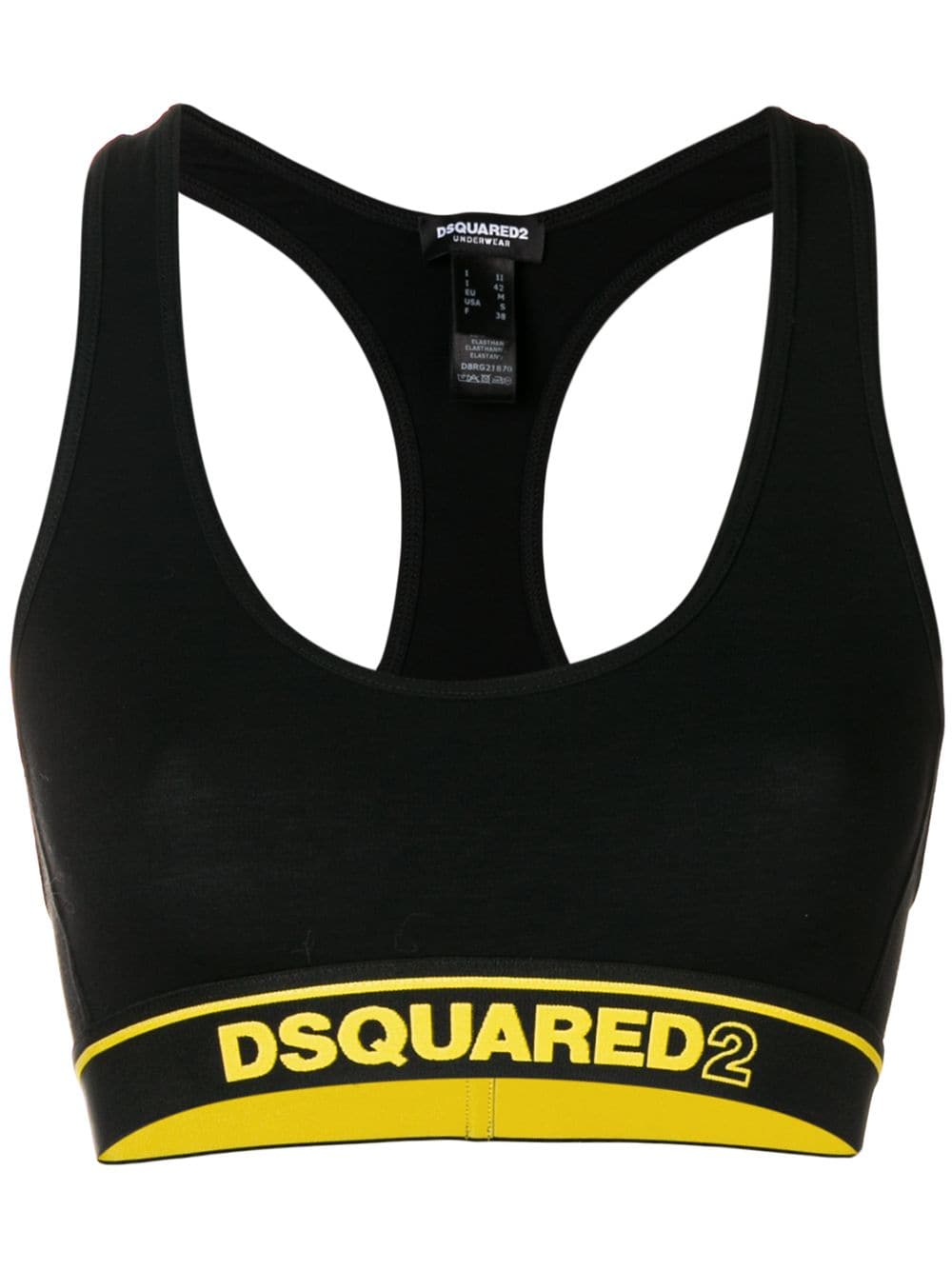 Black and Yellow Sports Logo - Dsquared2 Underwear logo band sports bra 207 BLACK YELLOW RFEOCM