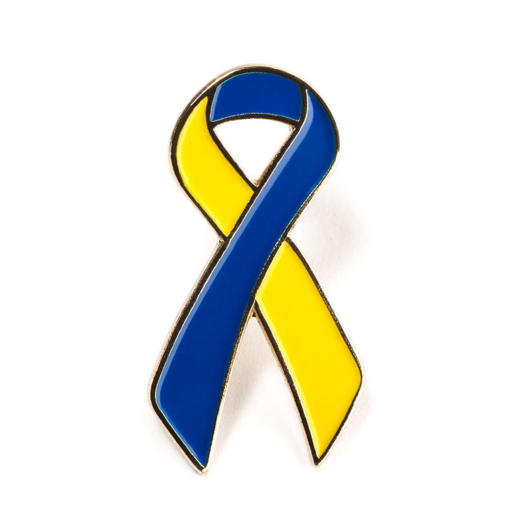 Blue and Yellow Ribbon Logo - Yellow Blue Ribbon Lapel Pin Metal Lapel Pin