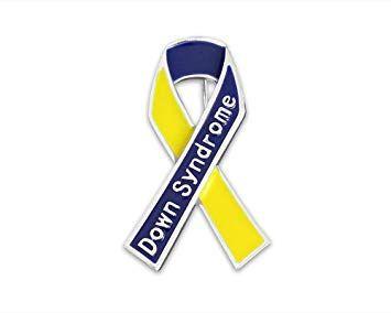 Blue and Yellow Ribbon Logo - Down Syndrome Awareness Blue & Yellow Awareness Ribbon