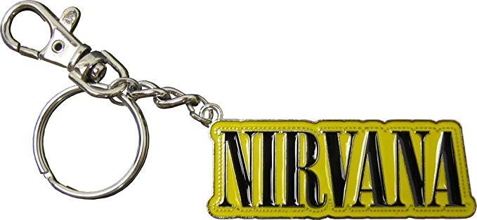 Nirvana Band Logo - Black and Yellow Classic Nirvana Band Logo Keychain