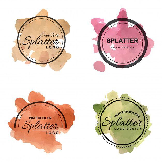 Orange Splatter Logo - Handdrawn watercolor splatter logos Vector