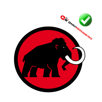 In a Red Circle Black Mammoth Logo - Black Mammoth Red Background Logo - 2019 Logo Designs