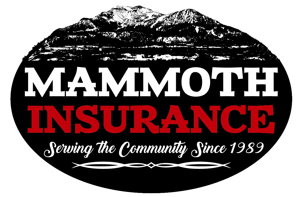 In a Red Circle Black Mammoth Logo - Mammoth Insurance – Serving Mammoth Lakes Since 1989