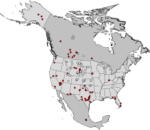In a Red Circle Black Mammoth Logo - Location of bison and mammoth samples used in the CART analyses ...