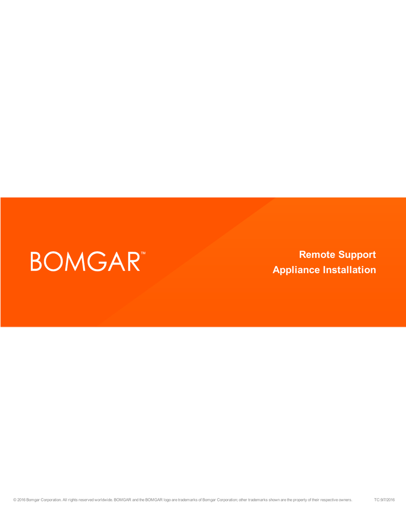 Bomgar Logo - Bomgar Remote Support Hardware Installation Guide