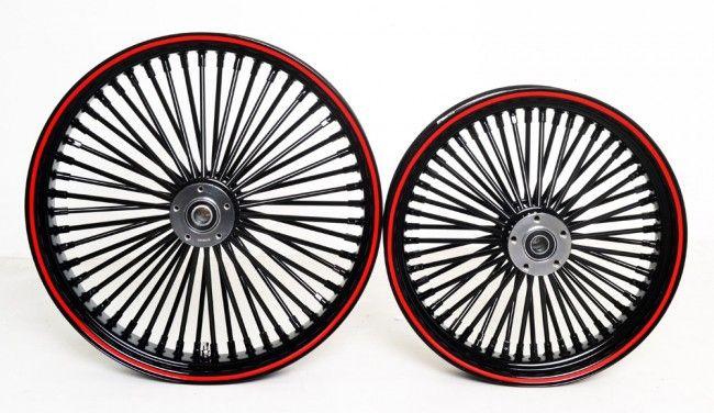 In a Red Circle Black Mammoth Logo - Set of Black Mammoth 52 Smooth Spokes Thin Red Line Wheels for ...