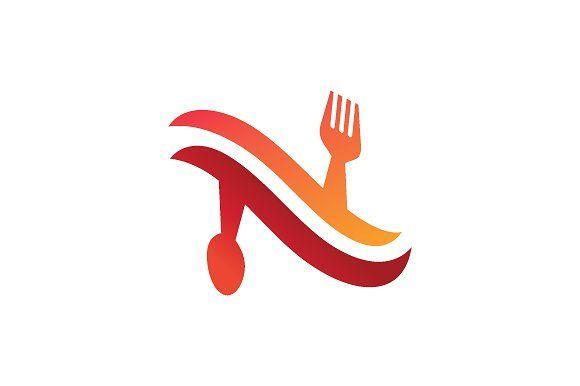 Red Letter N Logo - Restaurant Letter N Logo Logo Templates Creative Market