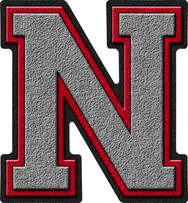 Red Letter N Logo - Presentation Alphabets: Silver & Red Varsity Letter N