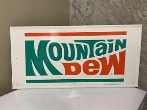 1973 Mountain Dew Logo - Original 1973 Stout Mountain Dew Soda Embossed Metal Sign - New Old ...