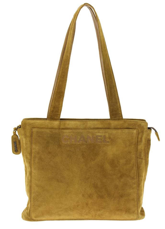 Brown Chanel Logo - Chanel Logo Brown Suede Leather Tote - Tradesy
