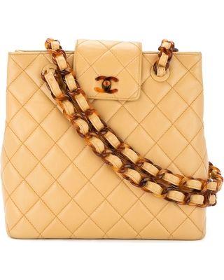 Brown Chanel Logo - Huge Deal on Chanel Vintage CC logo chain shoulder bag