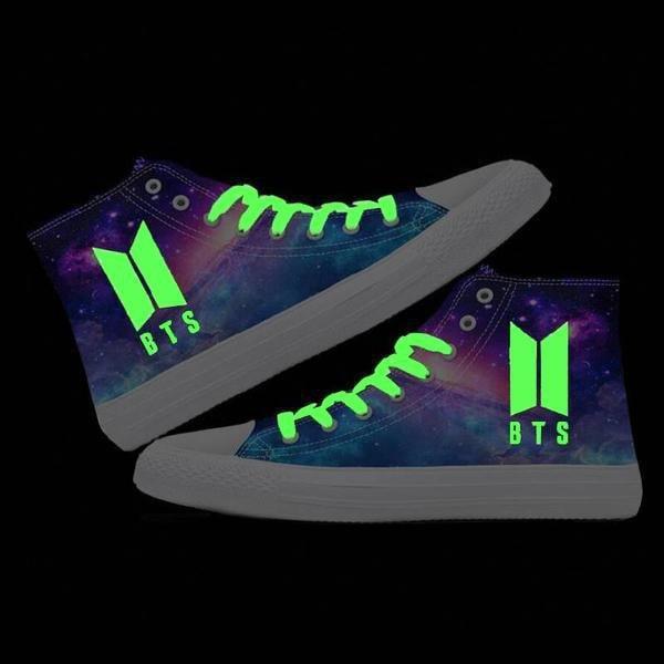 Galaxy Converse Logo - BTS Purple Galaxy Luminous Sneakers – Totemo Kawaii Shop