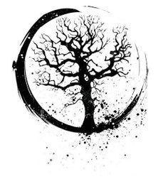 Black and White Tree in Circle Logo - Black And White Tree Tattoos Group with 54+ items