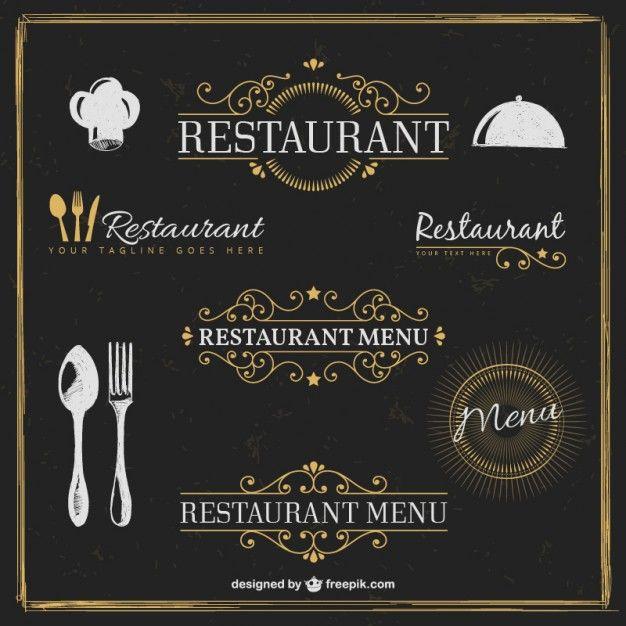 Resturants Golden Logo - Golden restaurant badges in retro style Vector