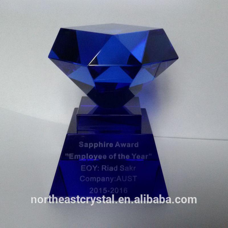 Blue Diamond Shaped Logo - Pujiang Factory Blue Crystal Diamond Shaped Trophy - Buy Diamond ...