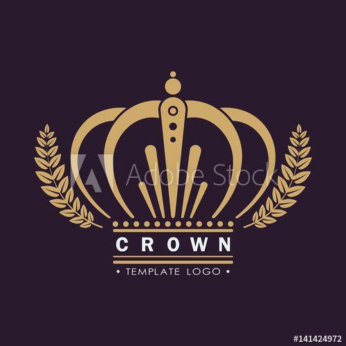 Resturants Golden Logo - Golden crown vector. Line art logo design. Vintage royal symbol of ...