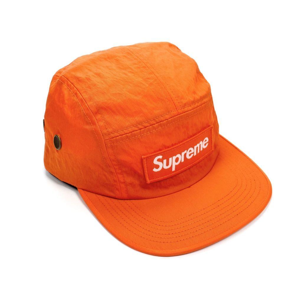 Orange S Logo - NWT Supreme NY Men's Orange Box Logo Washed Nylon Camp Cap Hat FW17 ...