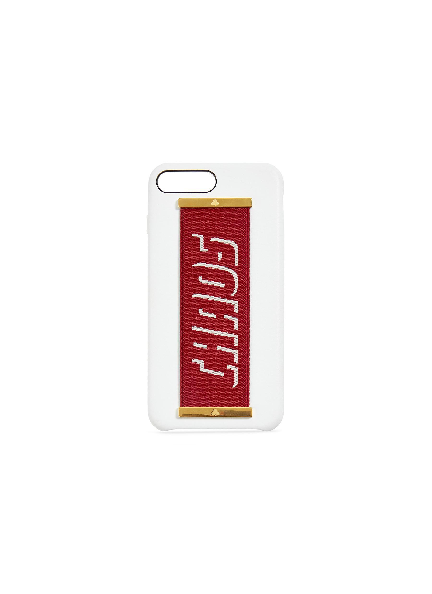 White Red Technology Logo - Chaos Logo Jacquard Strap Leather Iphone 7 Plus/8 Plus Case – White ...