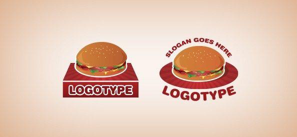 Resturants Red Hamburger Logo - Cafe / Restaurant Logo Design Templates